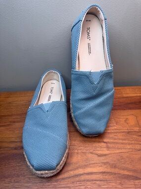 TOMS Alpargata Rope Slip-On Flats Blue Aqua Knit 9.5